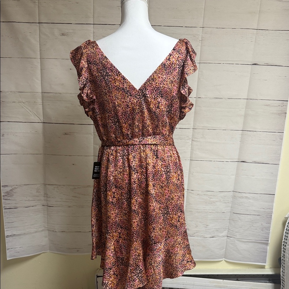 Express Multicolor Mini Dress with Ruffle Sleeves - Picture 3 of 7